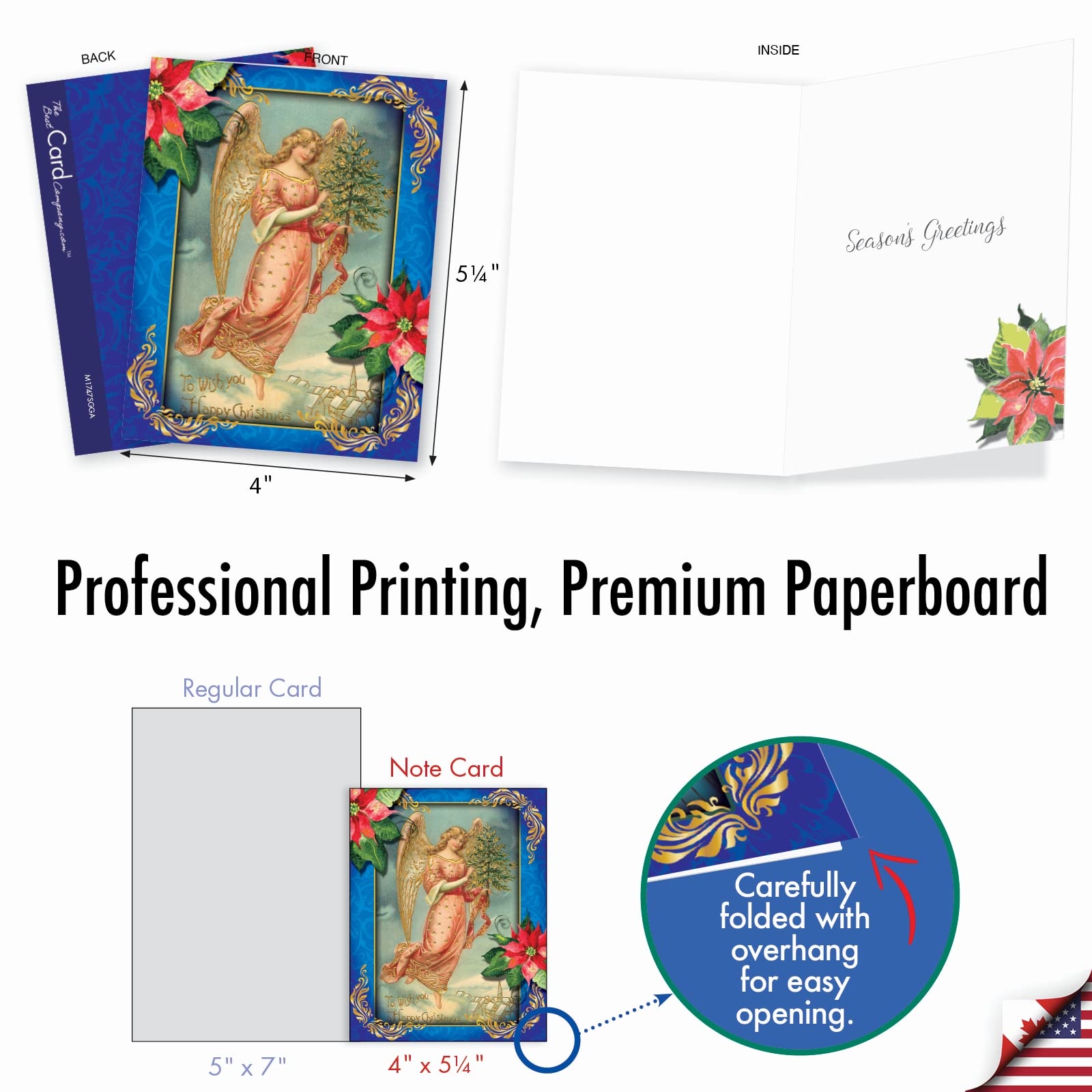 The Best Card Company AM1747SGG-B2x10 Weihnachtskarten mit Umschlägen, Weihnachtsengel – 20 sortierte Boxen mit Umschlägen, 10 x 13 cm
