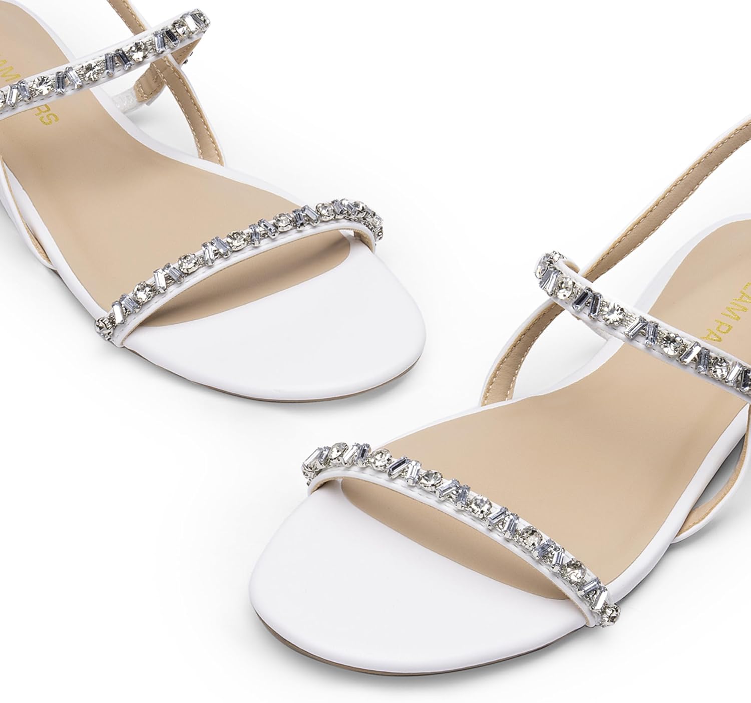 DREAM PAIRS Women's Rhinestone Sandals Open Toe Casual Dressy Sparkly Comfortable Flat Summer Shoes - Image 4