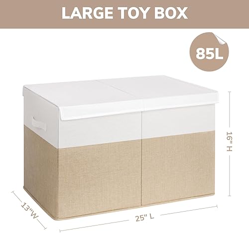 Miniatura 2 de INDRESSME Caja de juguetes de 25 x 13 x 16 pulgadas, organizador de almacenamiento de juguetes con tapa, plegable, resistente, contenedor de