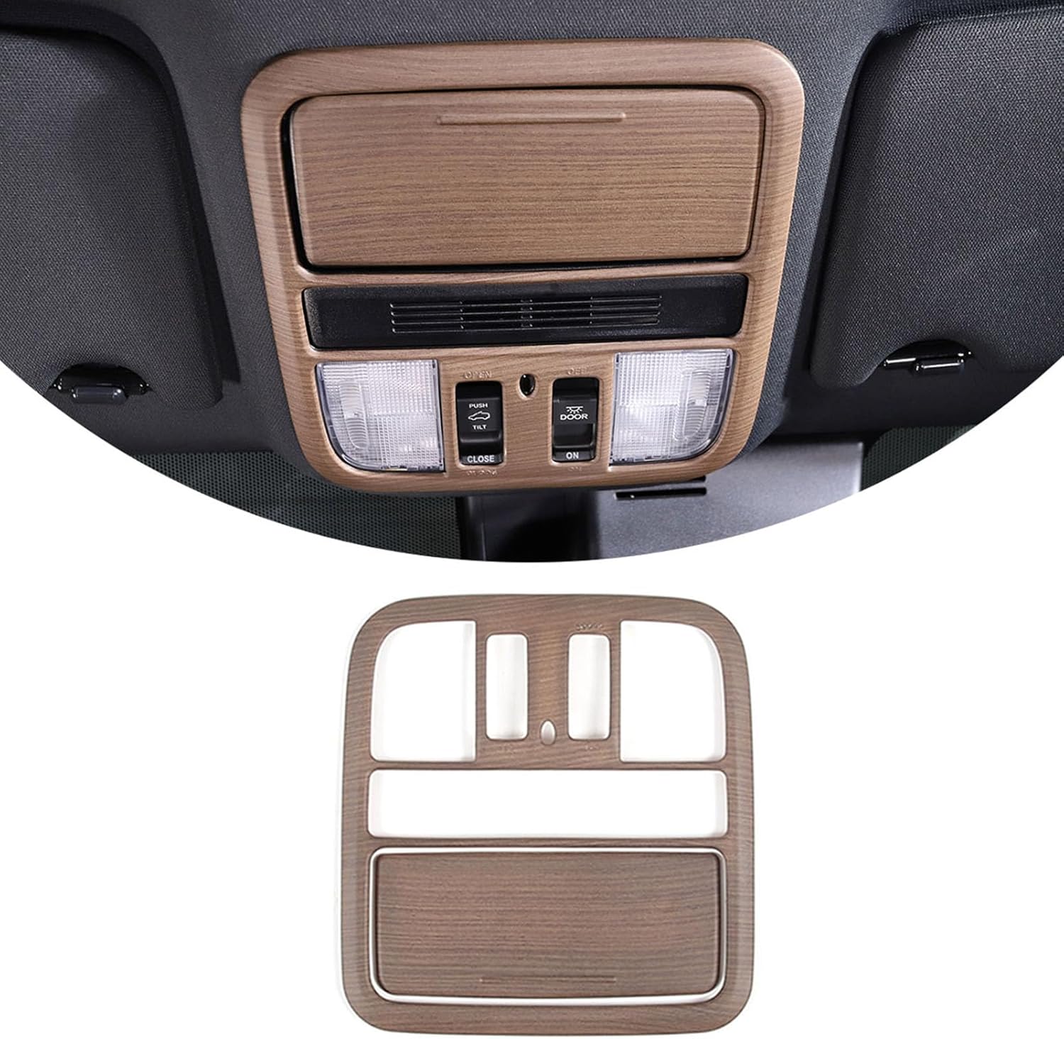 Fit for Honda Pilot 2019 2020 2021 2022 LX Car Inner Row Roof Reading Light Panel Trim Interior Car Accessories (Pear Wood Grain, Front)