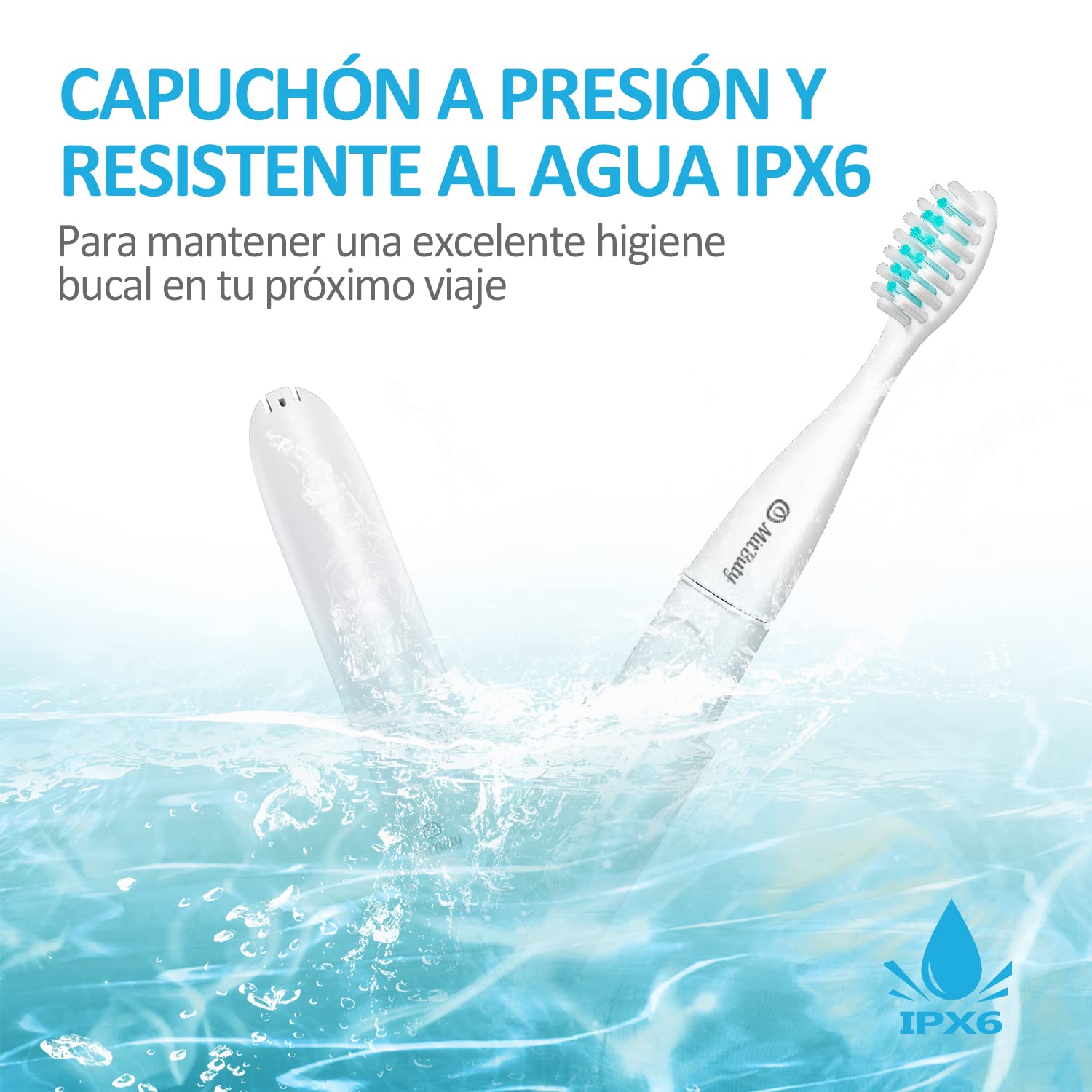 Cepillo de dientes eléctrico de viaje con 4 cabezales de repuesto, Cepillo de dientes eléctrico Sonic, resistente al agua, ideal para el cuidado bucal diario durante viajes de negocios y vacaciones