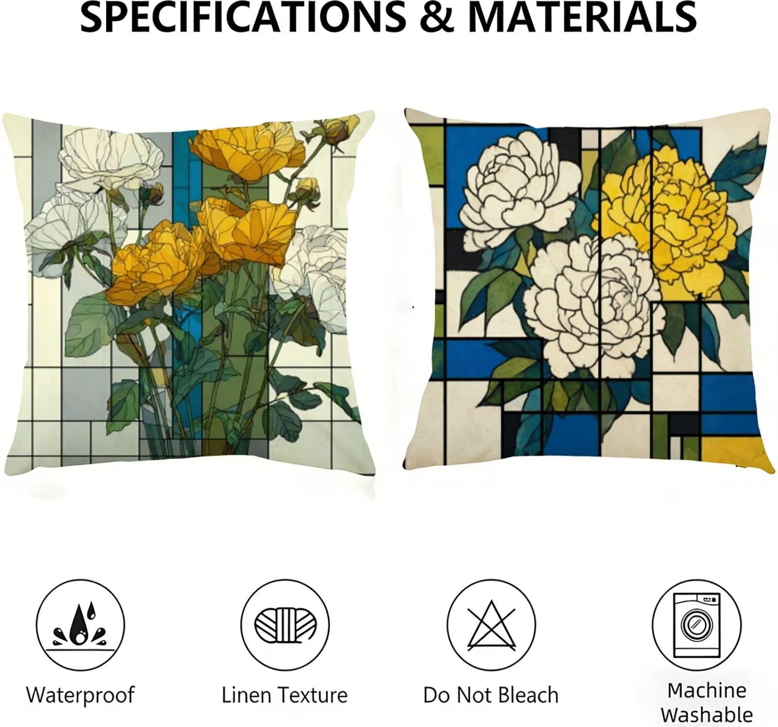 Housse de Coussin Canapé Flower 80x80cm Exterieur Impermeable Botanique Taie D'oreiller Décoratif Aesthetic Housse Coussin Decoration pour Chambre Sofa Jardin Balcon Terrasse Lot de 2. P-5004