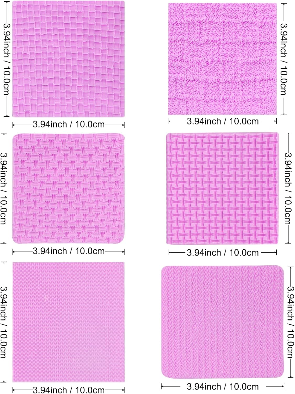 Infovox Knitting Sweater Silicone Fondant Texture Mats Set of 6