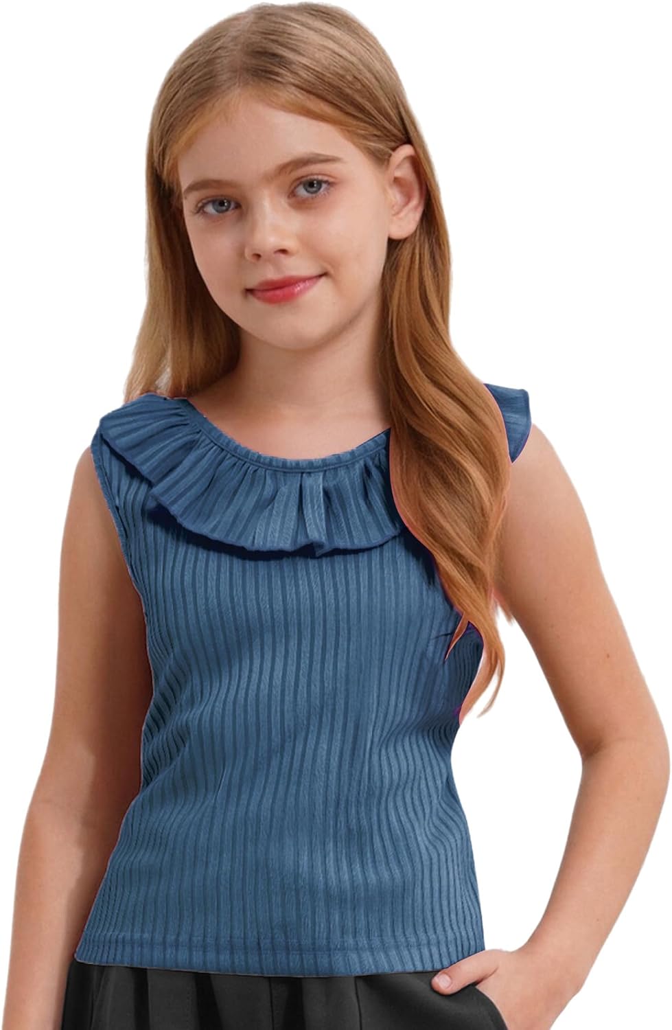 Ribbed Sleeveless Tank Tops for Girls Basic Undershirts Workout Dance Gym Vest Summer Casual Vest