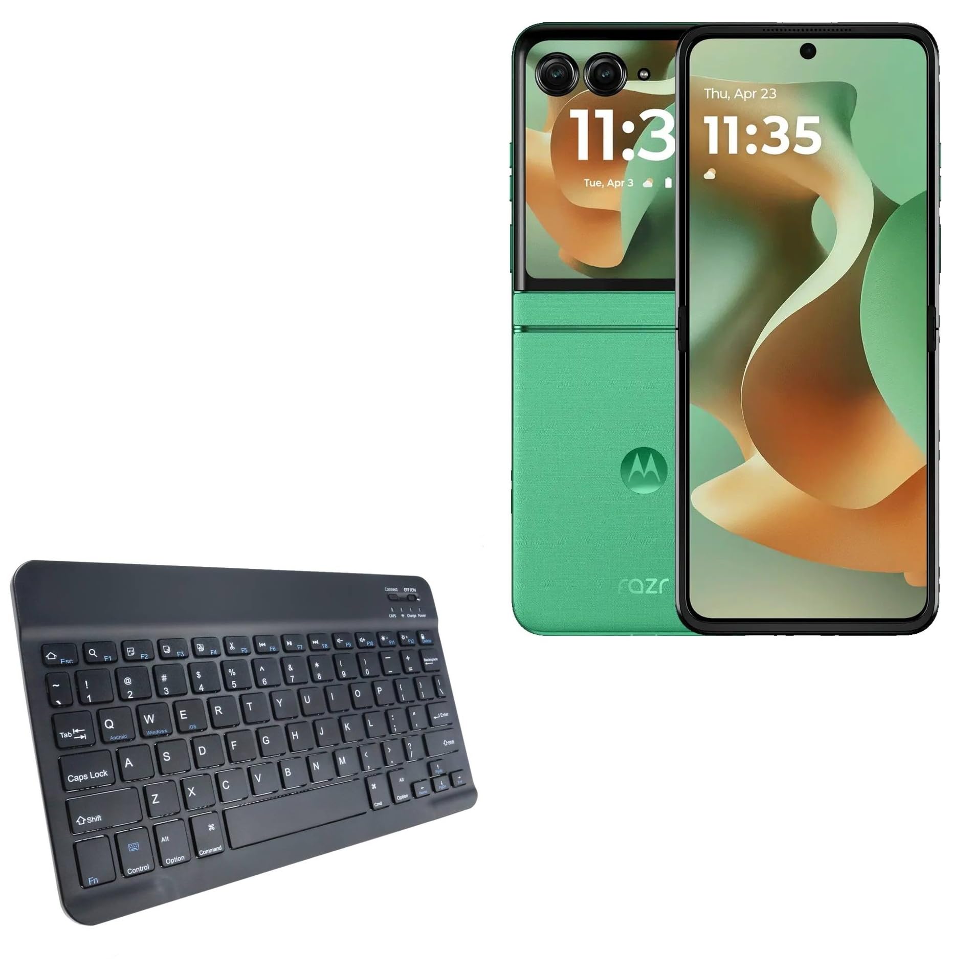 BoxWave Keyboard Compatible with Motorola Razr 60 - SlimKeys Bluetooth Keyboard, Portable Thin with Chiclet-Style Keys - Jet Black