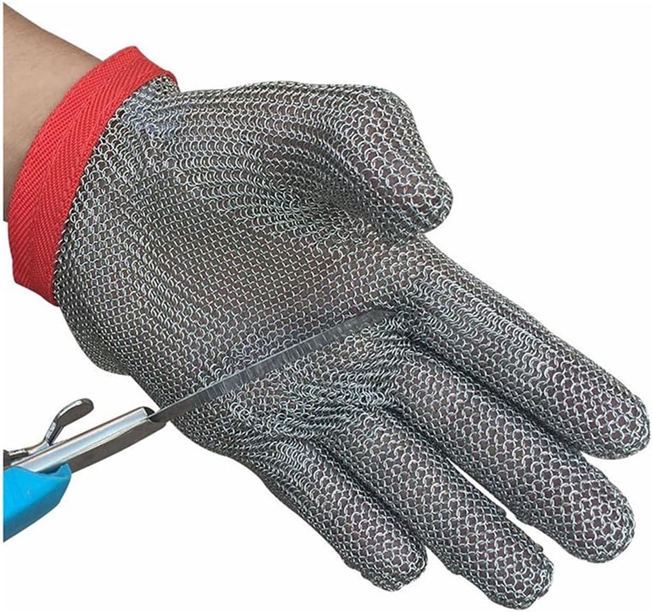 CXKJP Stainless Steel Cut Resistant Gloves, Safe Work Stainless Steel Chain Gloves, Adult Men Women Labor Protection Gloves (Size : L/A Pack of one)
