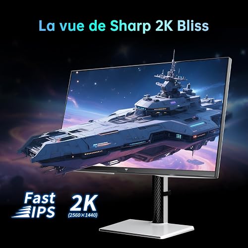 KTC Ecran PC 27 Pouces Mini LED | 2K@180Hz QHD 2560x1440P | VESA Display HDR1400 | Temps de réponse 1ms | Adaptive Sync | 148% sRGB | HDMIx2, DPx1 | Support Vertical et Mural | Ecran PC Gamer Blanc - 3