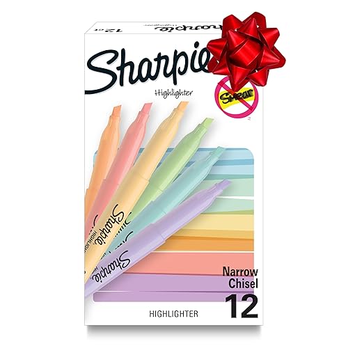 Sharpie Pocket Highlighters, Mild Pastel Colors, Assorted, Chisel Tip, 12 Count - School, Home, and Office Use, Teacher Supplies - Pastel