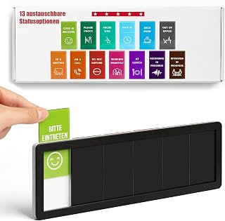 Bürotürschild mit Schiebefunktion – Bitte Nicht Stören Schild Büro Gadgets, Frei Besetzt Schild Selbstklebend Ohne Bohren, Türschild Personalisiert mit 13 Statuskarten für Homeoffice & Konferenzraum