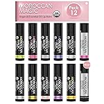 Moroccan Magic Organic Lip Balm & SPF15: 12 Piece Variety Pack Gift Set | Organic Argan and Essential Oils | Smooth | Natural | Non-Toxic | Cruelty Free | 12 Pack