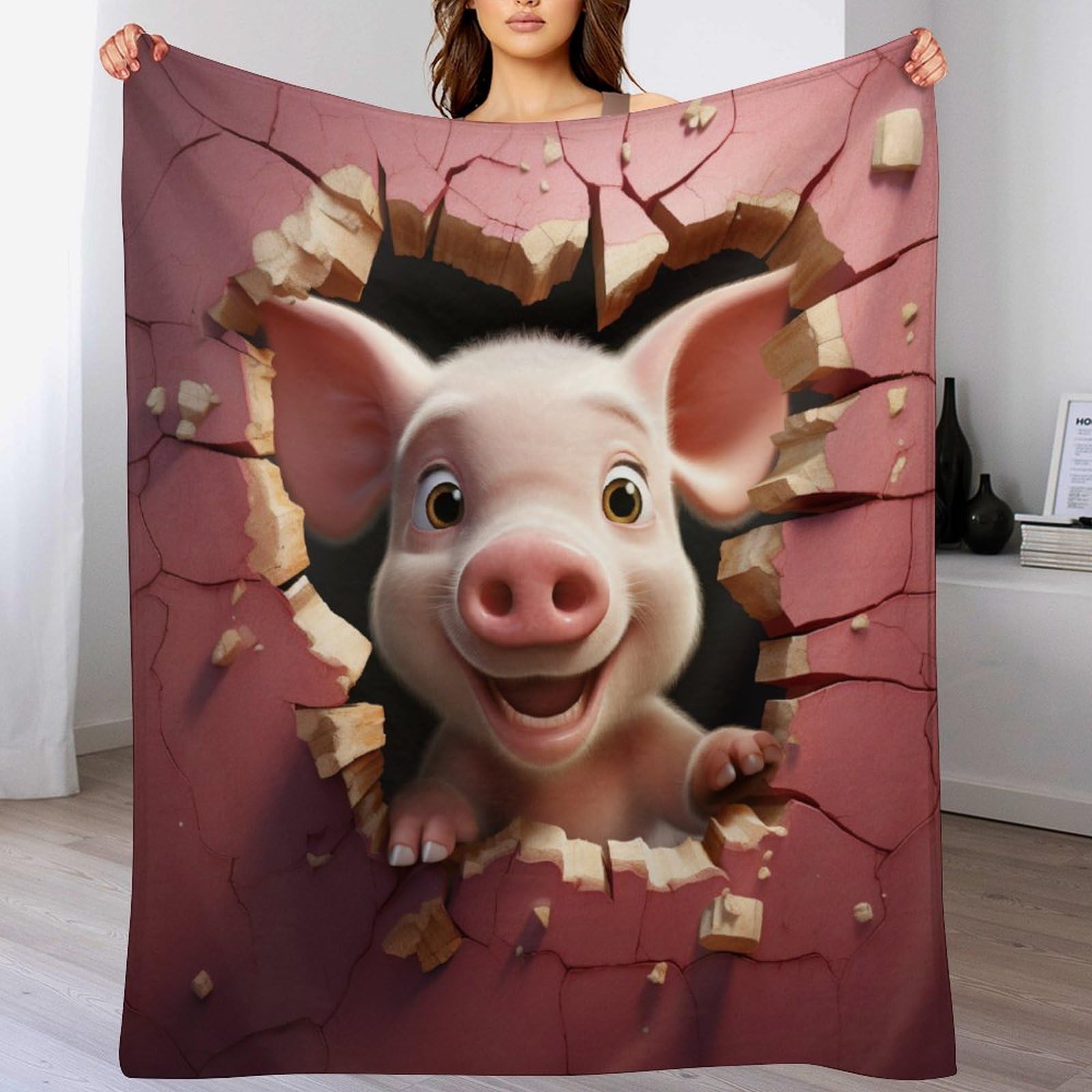 Couverture flannel cochon mignon 130×180cm, le cadeau idéal