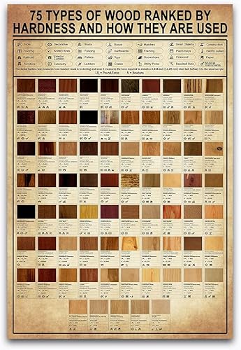 BAYABU Woodworking Knowledge Metal Tin Sign 75 Types Of Wood