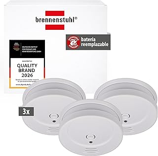 Brennenstuhl detectores de Humo Set, 3X RM C 9010 con Pila recambiable (comprobado según EN 14604, señal de Alarma penetrante) Blanco