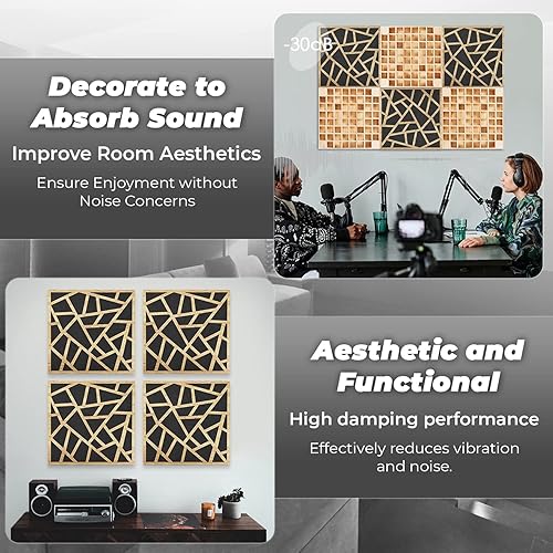 Miniatura 4 de Arrowzoom 4 paneles de madera acústicos Difusos PRO Absorbe Estudio de grabación de sonido Reducción de ruido de alta densidad Retardante de fuego