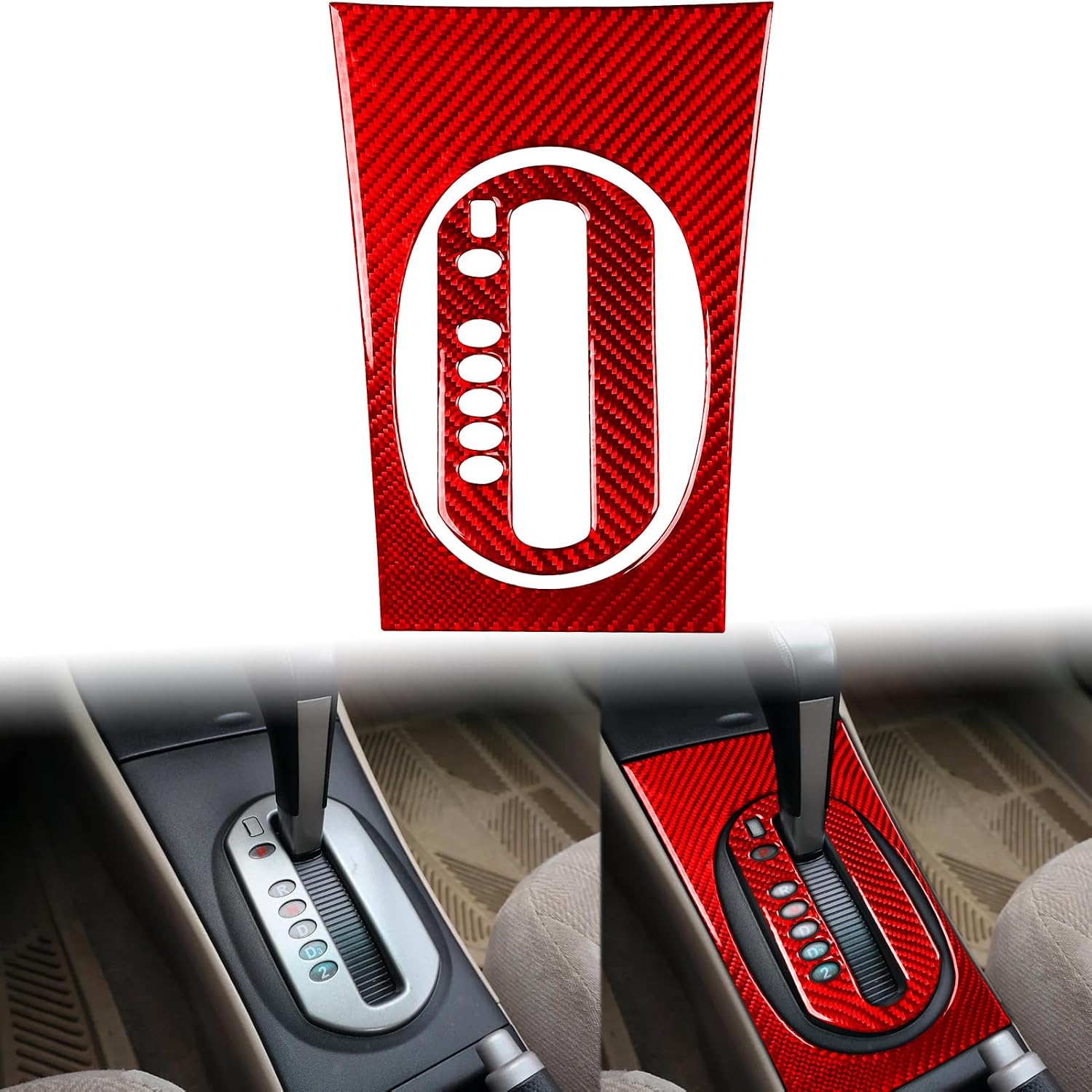 Center Control Gear Shift Trim Frame Cover Decal Interior Trim Sticker Real Quality Carbon Fiber Cover Compatible with Honda Civic 2001 2002 2003 2004 2005 Inner Accessories - Kit