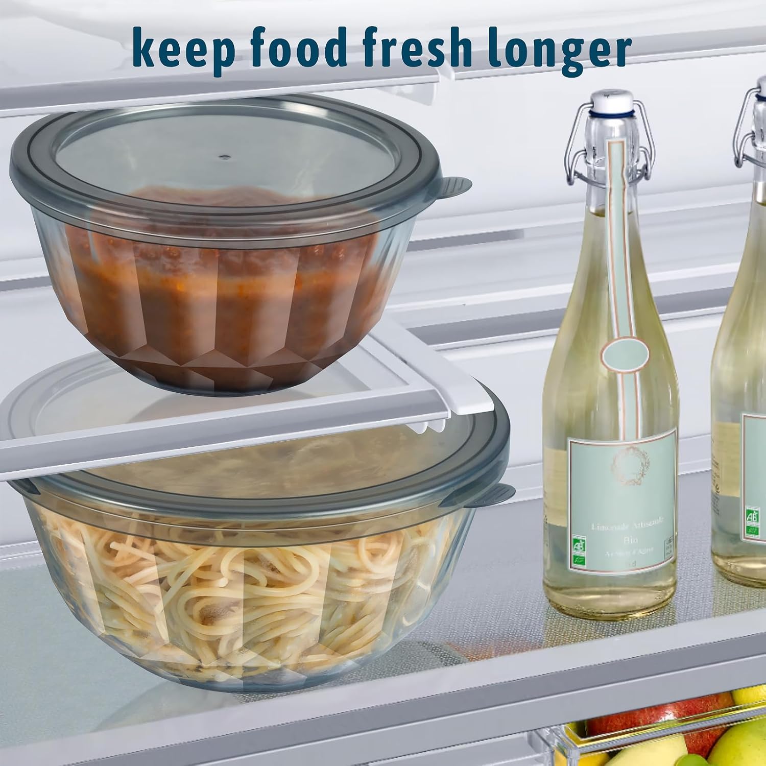 Freshmage Mixing Bowls with Airtight Lids Sets, 5 Packs Thick Glass Nesting Bowls for Kitchen Baking, Meal Prepping, Bpa Free, Dishwasher Safe, 0.5/0.8/1.6/2.7/4.4 Qt - Image 4