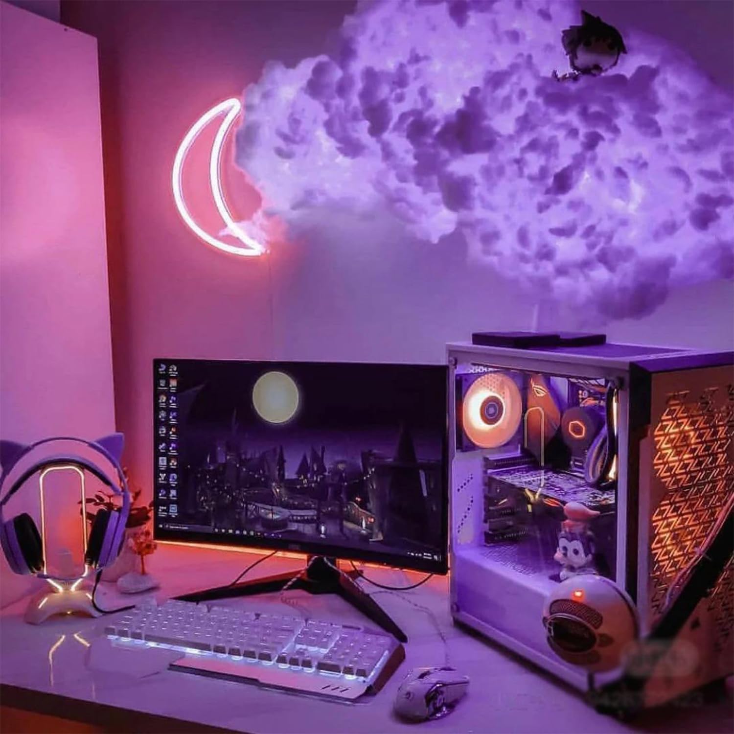Veilleuse nuage RVB en coton moelleux pour enfants, synchronisation de la musique, décoration de plafond, bande de 10 m pour la maison et la chambre à coucher