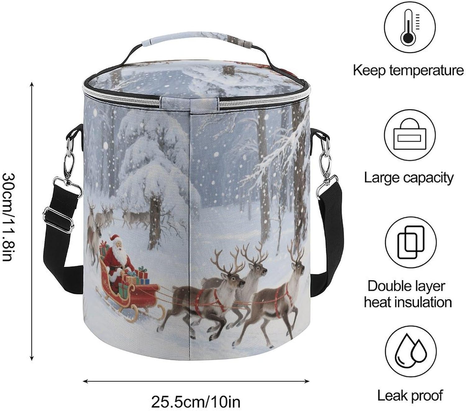 Christmas Snowflakes Background Lunch Bag 15L, Insulated Picnic Basket with Leakproof Design - Large Cooler Tote for Camping, Beach, Hiking & Groceries