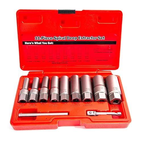 TGHLMH - Juego de 11 extractores profundos tipo espiral, juego de extractor de tuercas para quitar tuercas profundas y rotas, pernos de espárragos,