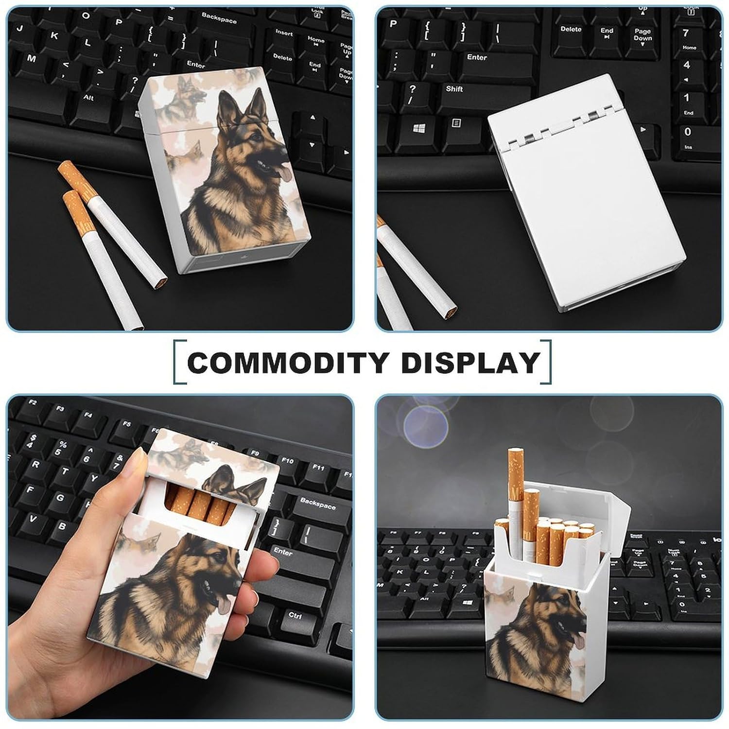 German Shepherd Dog Lovers Cigarette Case for Women Men, Switch Flip Cigarette Box for Business, Portable Cigarettes Smoking Accessories, Multifunctional Cigarette Holder Case image 5