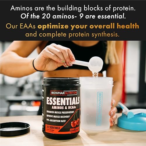 Miniatura 5 de BOWMAR NUTRITION Essentials, Aminos y BCAA en polvo, 30 porciones, tasa de absorción del 99% (sidra de manzana)