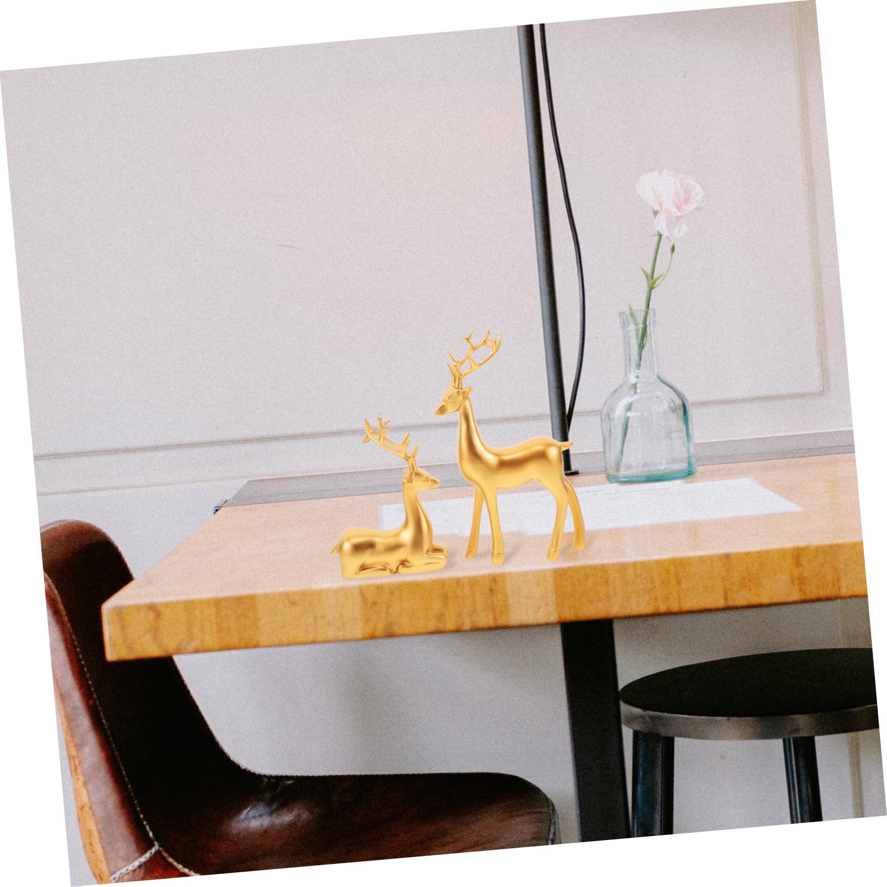 2stücke Harz Rentier Skulptur Elch Figur Weihnachten Deko Bürotisch Wohnzimmer Outdoor Ornament