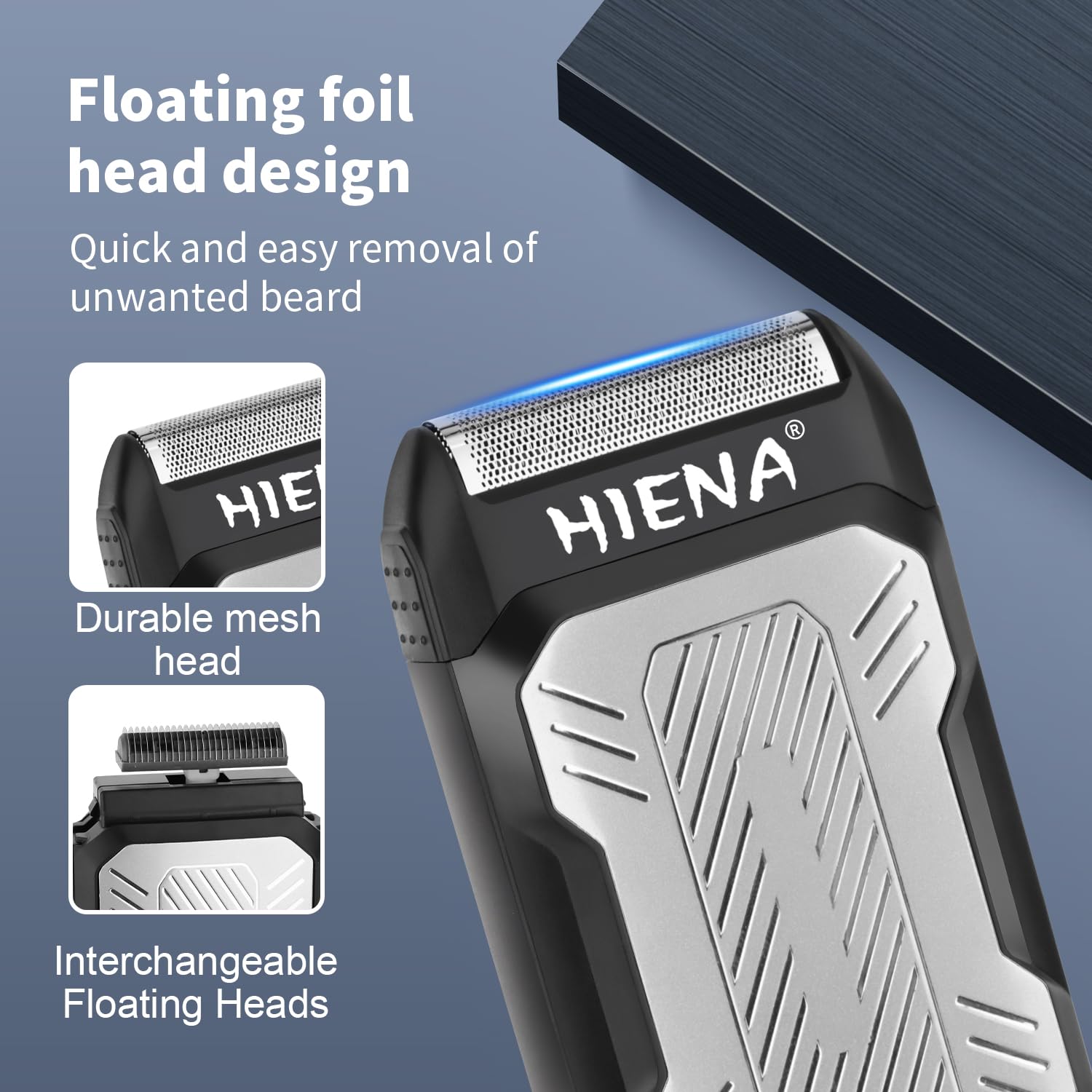 HIENA PRO Tondeuse à cheveux professionnelle sans fil pour homme, Rasoir à foil, Kit complet rechargeable USB