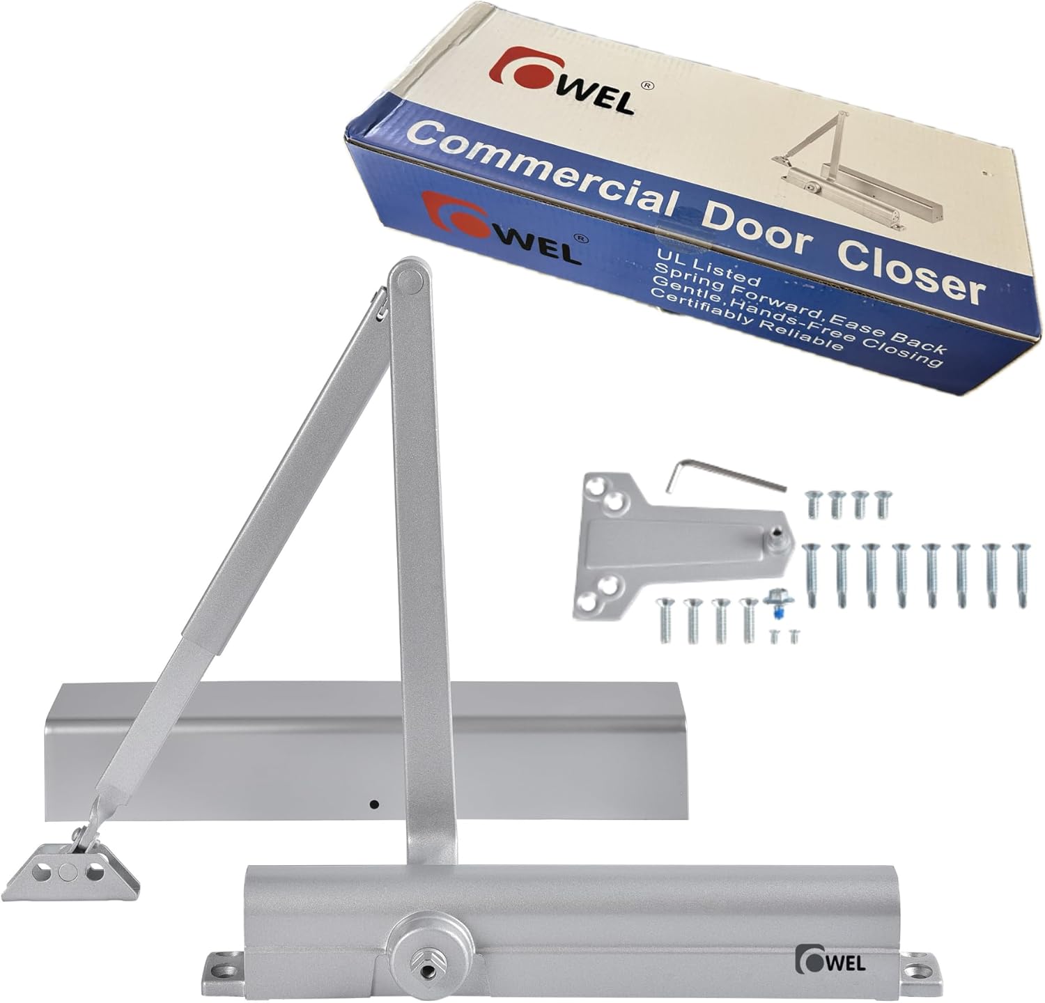 Heavy Duty/UL Listed Commercial Automatic Door Closer, Cast Alluminium Body & Steel Arm with Adjustable Speed, ANSI Certification and 3hours fire ratings