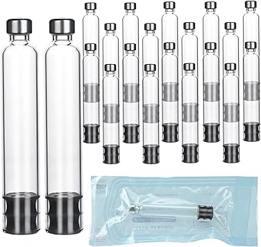 3ml Pen Cartridges for Peptide Pen and V1 V2 Pens, 20 Pack 3cc Empty Glass Cartridge with 11mm Long Stopper, Sterilized & Individually Wrapped