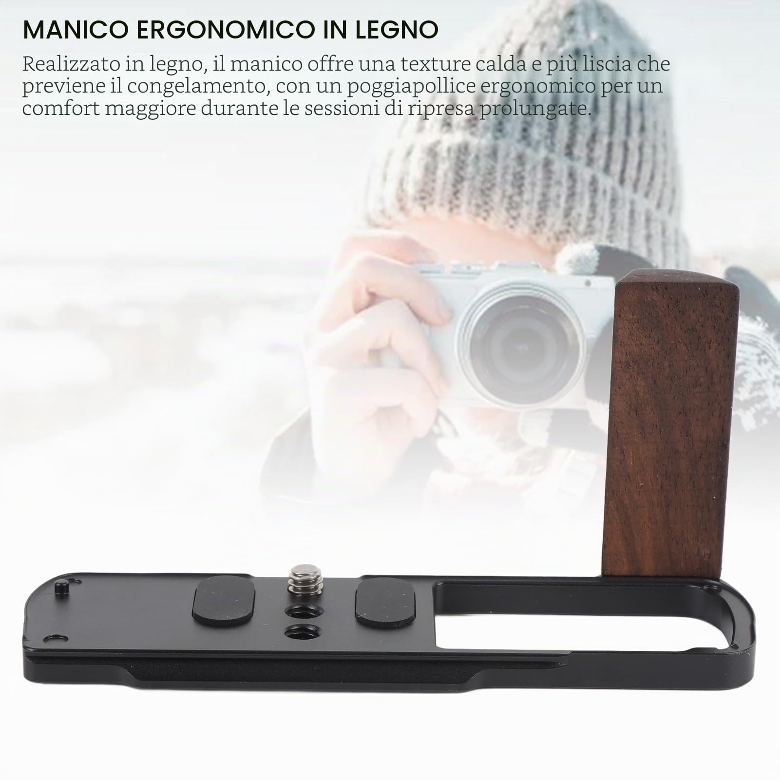 Impugnatura per Fotocamera LUMIX S9, Impugnatura a Forma di L con Piastra a Sgancio Rapido Incorporata per Arca, Foro per Vite da 1/4 di Pollice, Staffa a L Antiscivolo in Lega