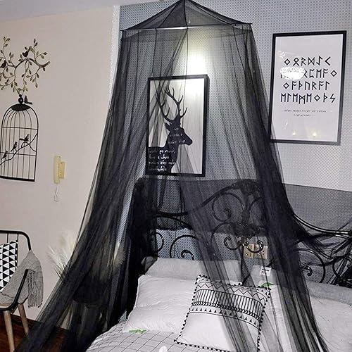 Vista 10 de MORDEN MS Mosquitera para niñas, mosquitera de cúpula, cortinas de cama tamaño Queen desde el techo, tienda de campaña para niñas, decoración