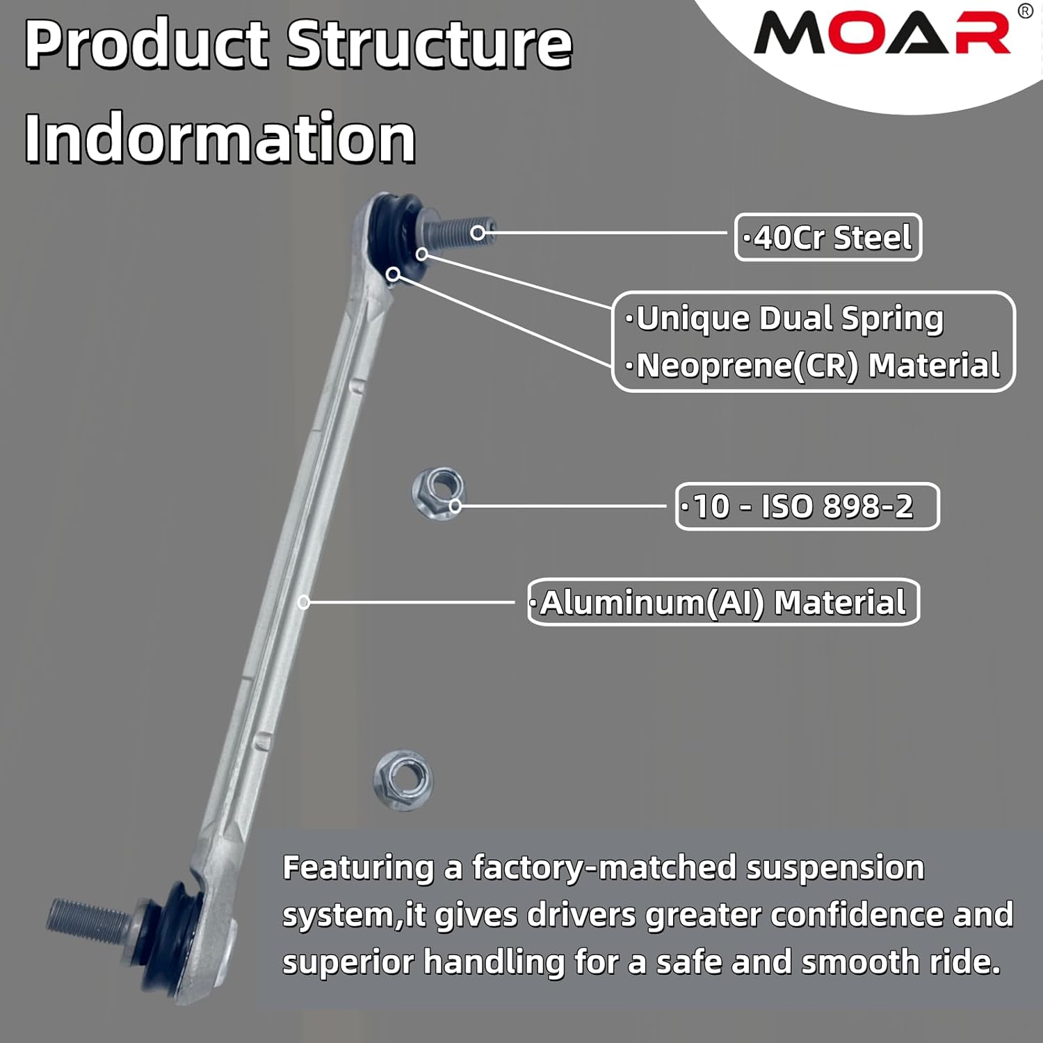 MOAR K750337 K750338 Front Suspension Sway Stabilizer Bar End Link Kit 2 Pcs Automotive Replacement For Mercedes-Benz 08-09 C230 10-12 C250 13-15 C250 08-15 C350 C63 AMG E350 E400 E550