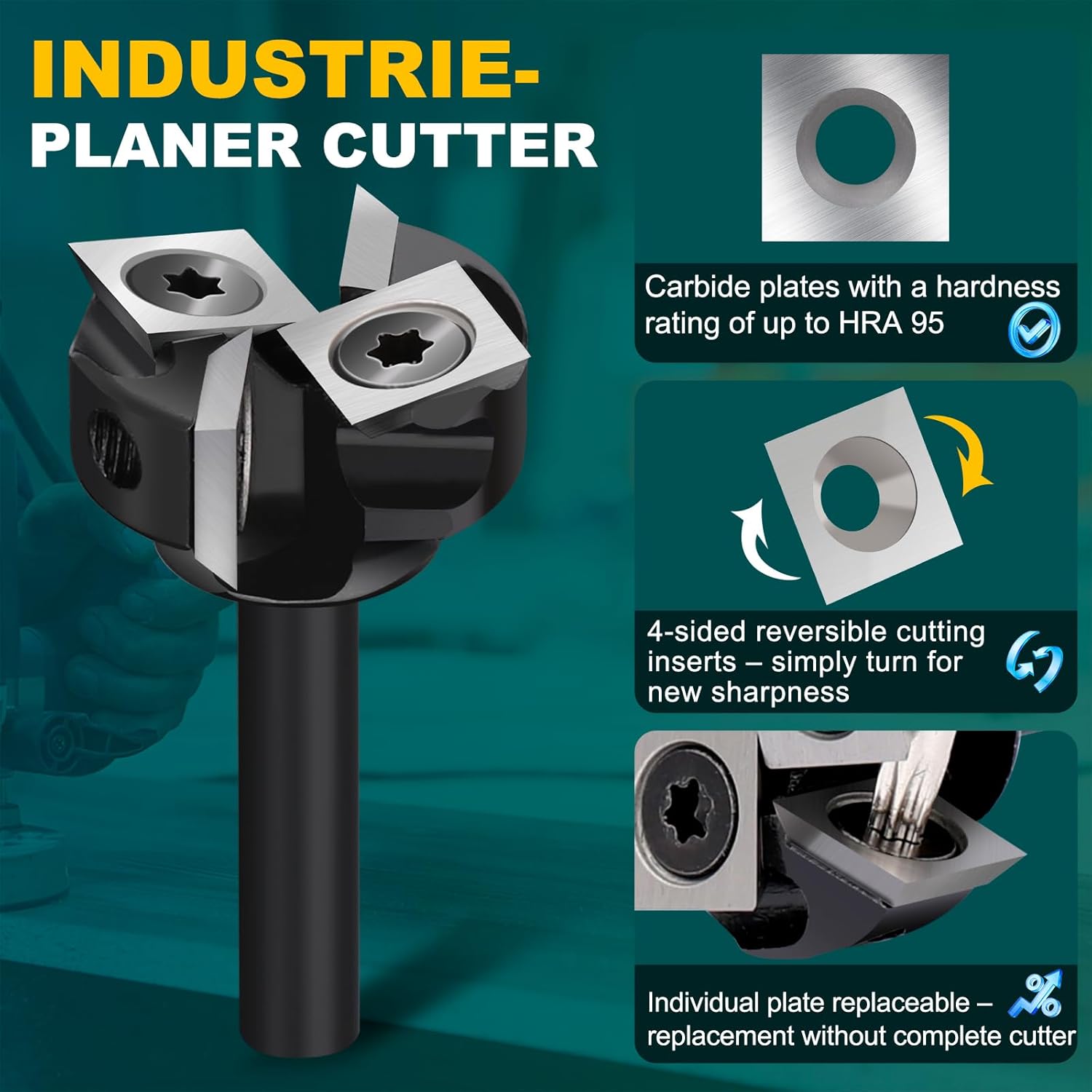 CNC Spoilboard Surfacing Router Bit 1/4'' Shank, Slab Flattening Router Bit with 1" Cutting Diameter, Planing Bit for Woodworking