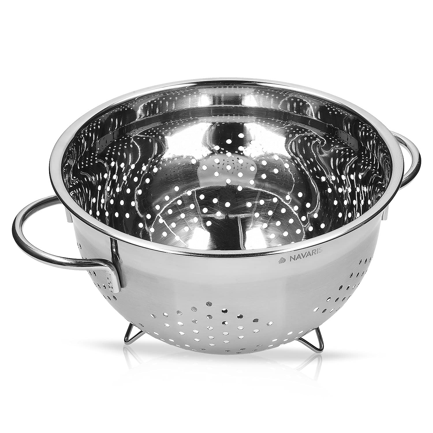 Navaris Sitko do makaronu ze stali nierdzewnej duże - Ø 24 cm cedzak z nóżkami - sitko ociekowe sitko do odcedzania - przyrząd do odcedzania z metalu