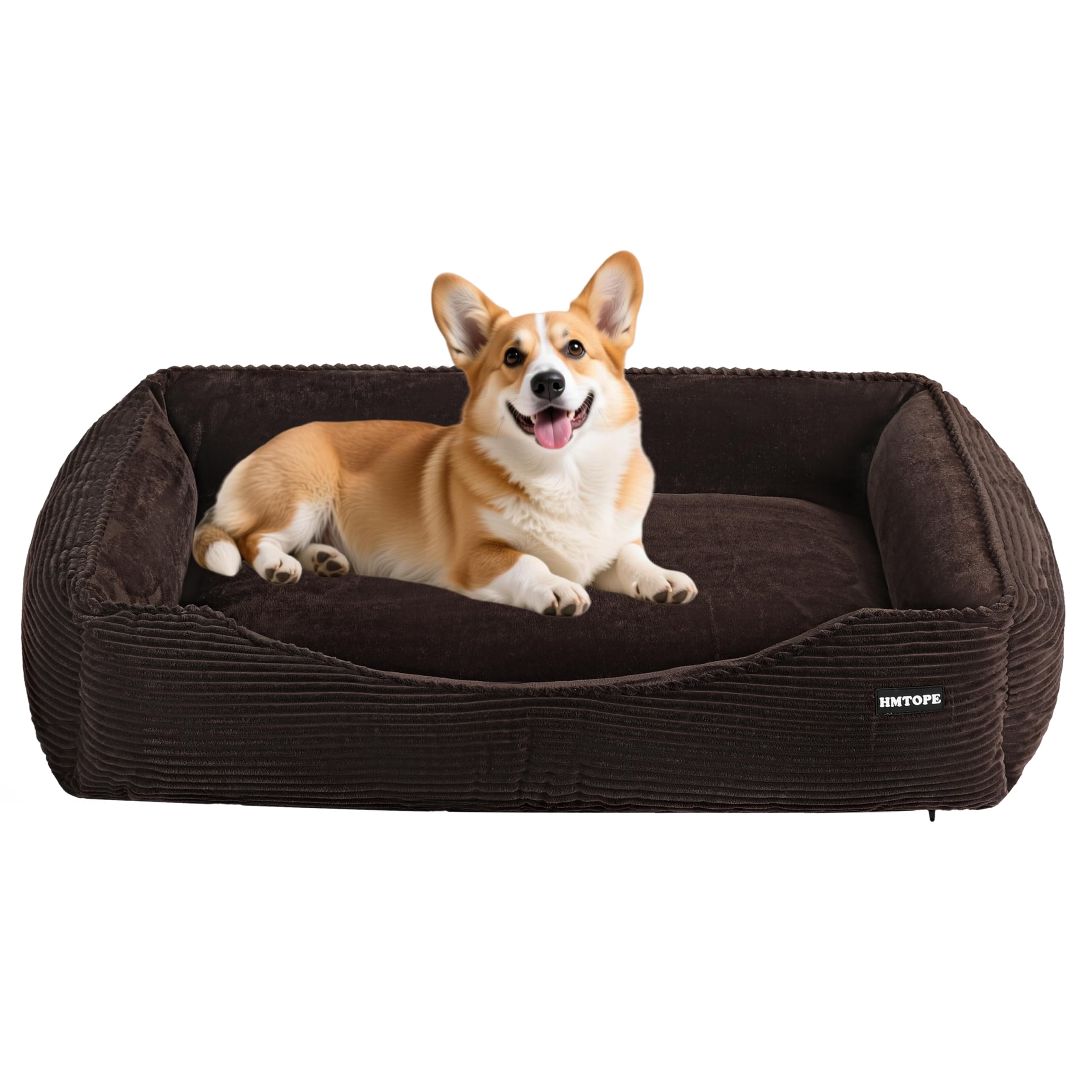HMTOPE Hundebett, Hundesofa, Hundematte aus Cord, S/M/L, rutschfest, Abnehmbar und Waschbar, Weich und Atmungsaktiv