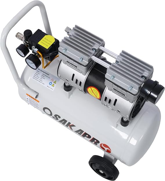 Air Compressor, 8 Gallon Steel Tank, 1.5HP 4 CFM at 90 PSI Oil Free Air Compressor & Max. 115PSI Pressure, 70dB Ultra Quiet Portable Compressor, for Auto Repair, Tire Inflation, Spray Painting - Gray