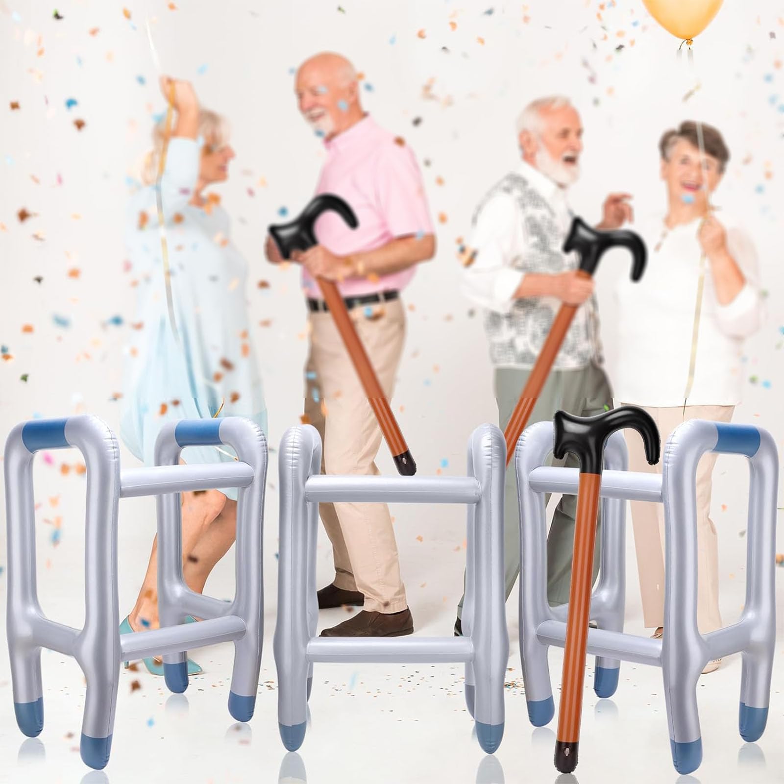 Anzee Aufblasbarer Gehstock & Rollator – Lustiges Verkleidungs-Set Für Partys & Gag-Geschenke