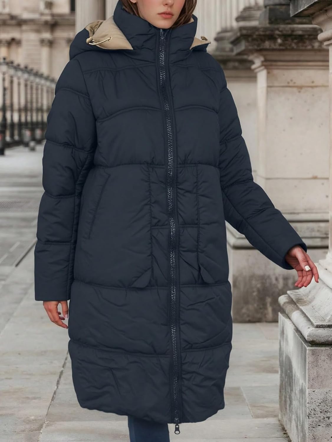 Bellivera Womens Diamond Quilted Lightweight Puffer Jacket Spring and Winter Padded Coat with Hood