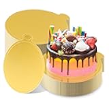 50 Pcs 5 Inch Mini Cake Boards Round Golden Mousse Cake Boards Disposable Cardboard Plate Round Coated Cakeboard for Kitchen Baking Caking Pizza Dessert Cupcake Tray (5 Inch)