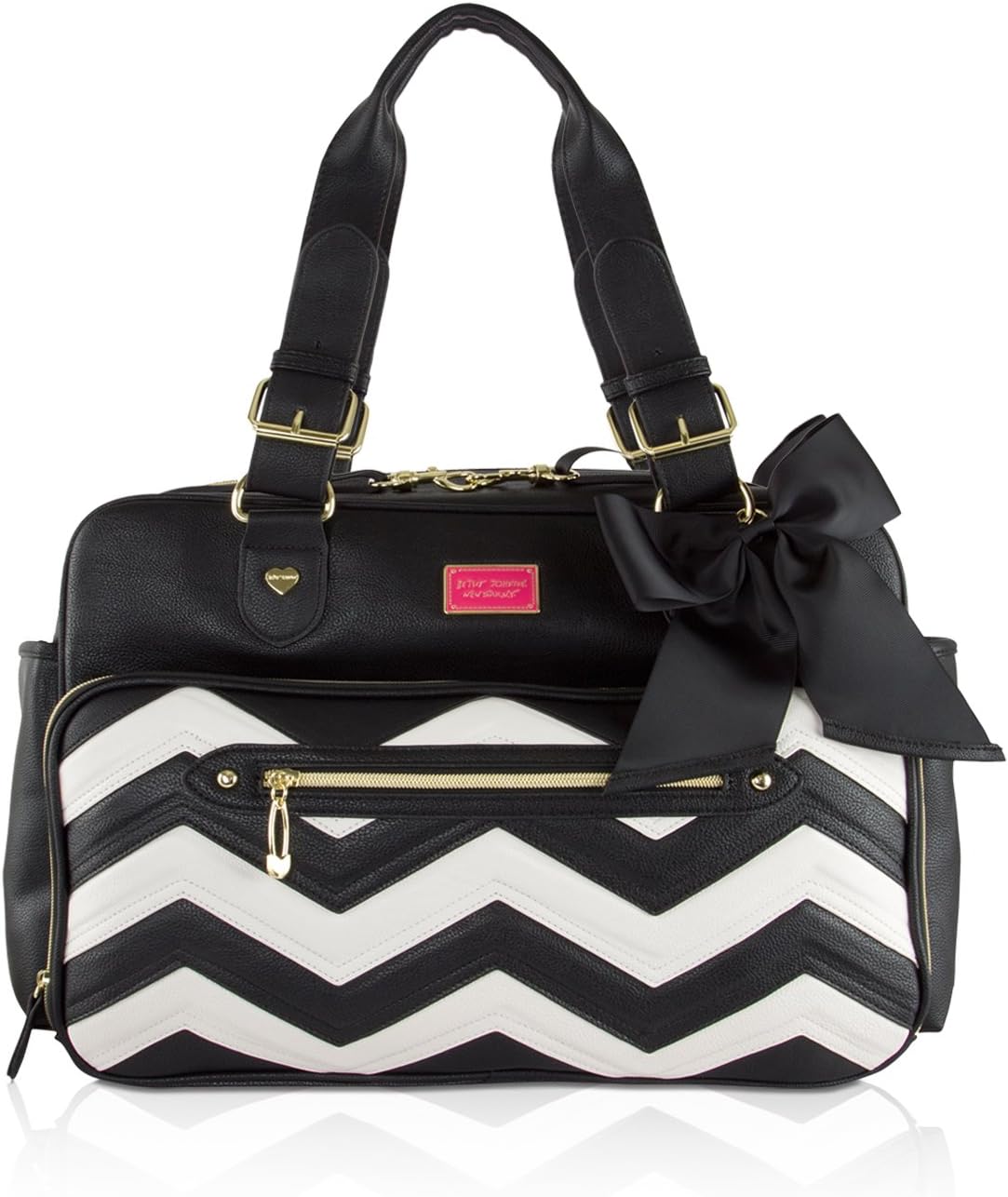 Betsey Johnson 3pc Zig Zag Weekender MultiFunction Diaper Satchel Tote