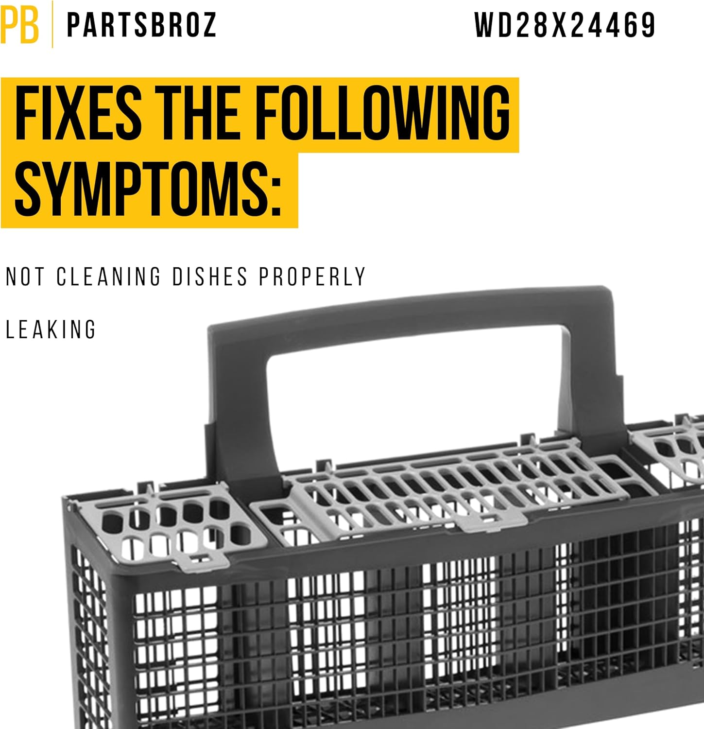 PartsBroz WD28X24469 Silverware Basket Assembly - Compatible With General Electric Haier Dishwasher - Replaces AP6833537 WD28X10039 WD28X10108 WD28X10112 WD28X10182 WD28X10184 WD28X10185 WD28X10209