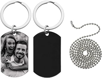 Full Uv Coated Photo Printing + Laser Engraved Personalized Stainless Steel Custom Dog Tag Key Chain - Handmade