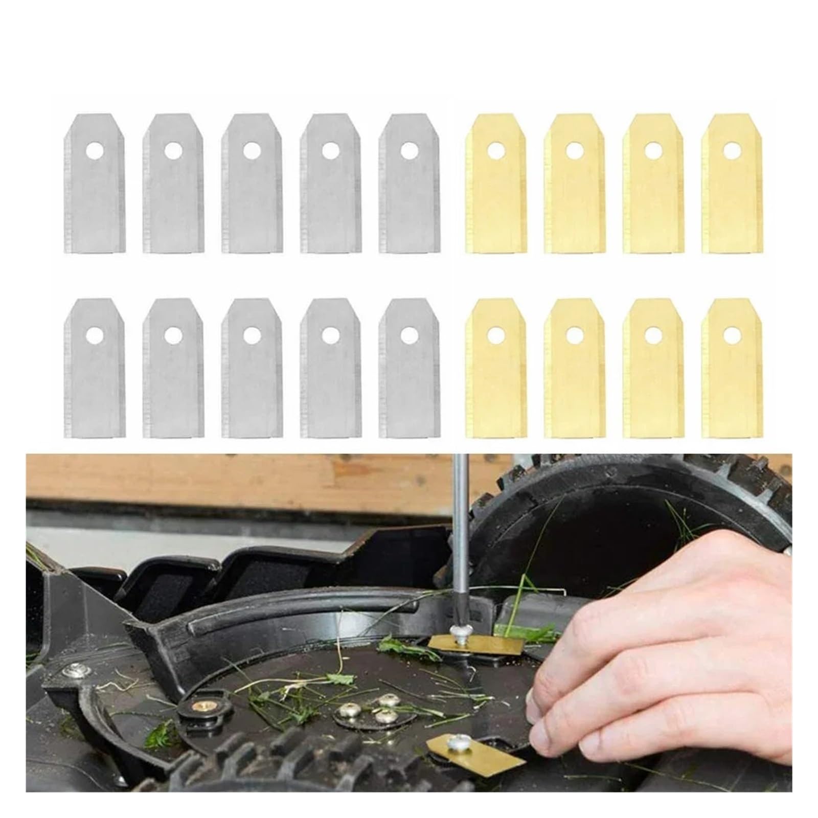 Obtenga Resultados de Corte Rendimiento Duradero con Estas Cuchillas de Acero Inoxidable de 43 mm for cortacéspedes robóticos.(30pcs Sliver)