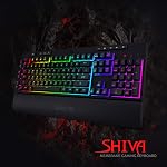 Redragon K512 Shiva RGB Backlit Membrane Gaming Keyboard with Multimedia Keys, Quiet Mechanical Feeling Keyboard, 6 Extra On-Board Macro Keys, Dedicated Media Control, Detachable Wrist Rest, Black