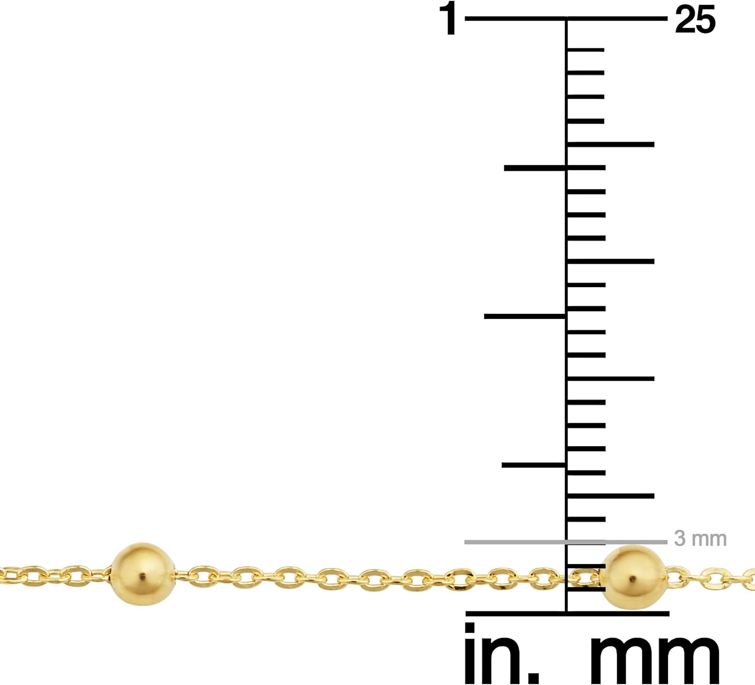 14k Yellow Gold Filled 3 mm Ball Station Satellite Necklace for Women (16, 18, 20, 24 or 30 inch) - Image 4