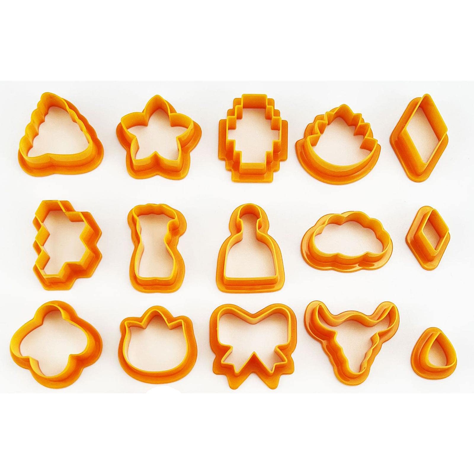 Juego de 5 cortadores de arcilla con formas geométricas para arete, de polímero, accesorios de arcilla naranja, naranja, 25 piezas, 15 x 10,5 x 4 cm