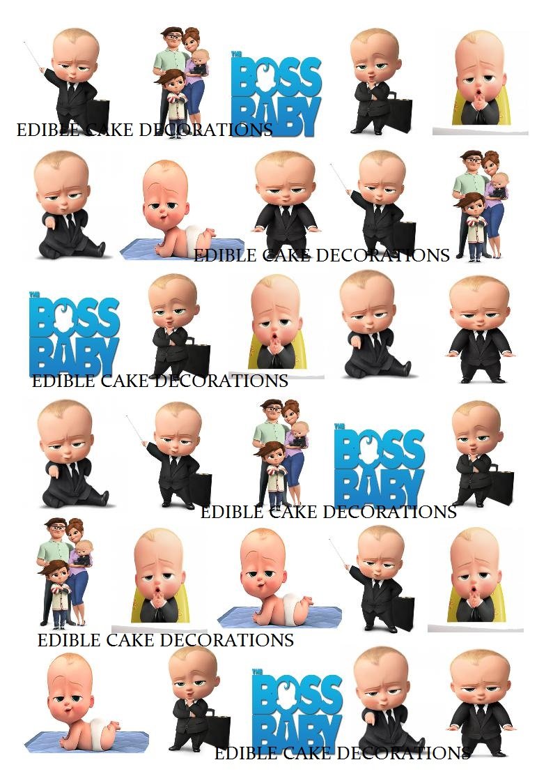 30 x The Boss Baby Characters Party STAND UP Edible Paper Cupcake