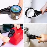Toolwiz Gumiszalagos Csavarkulcs Készlet - 2 részes Univerzális Olajszűrő Kulcs, Befőttesüveg Nyitó, Csőkulcs, Narancs Színű 2