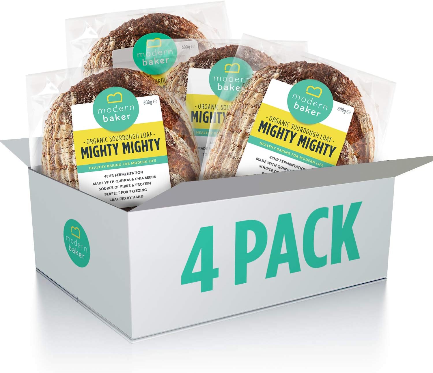 Modern Baker - Mighty Mighty, Organic Sourdough Bread 600g (Pack of 4)