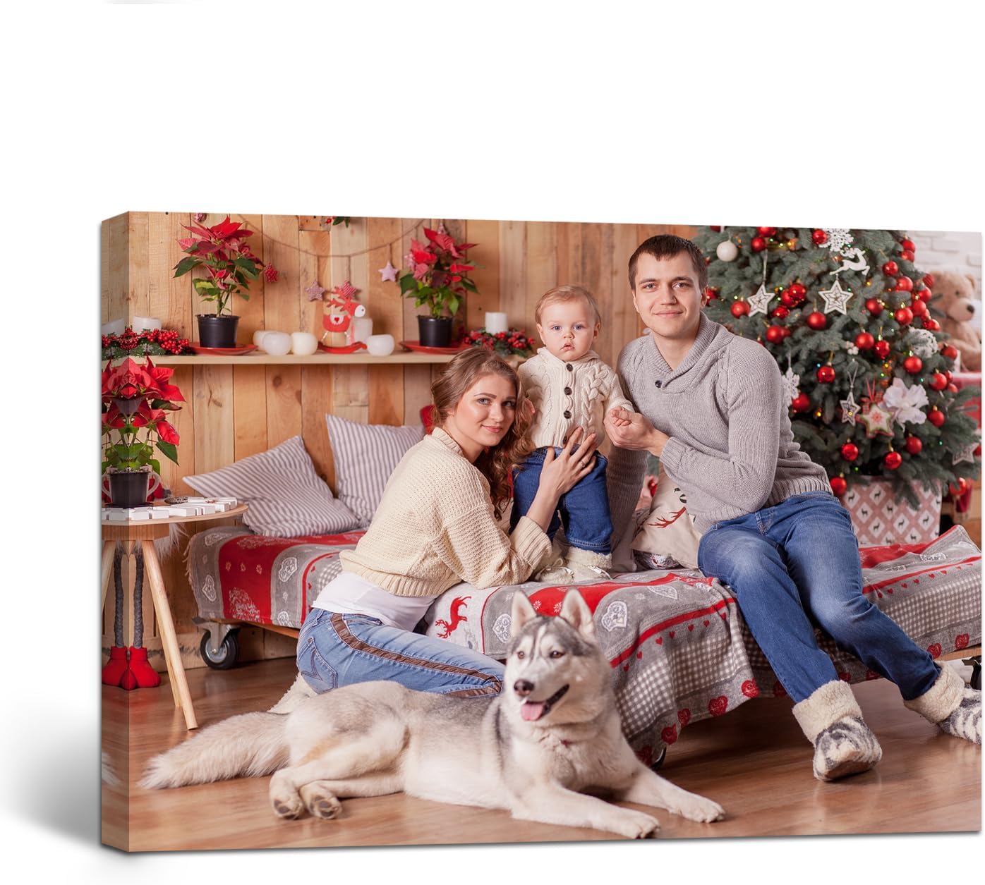 Custom Canvas Prints With Your Photos - Customized Framed Wall Art Personalized Canvas Pictures Photo Prints for Bedroom, Living Room, Wedding Baby Pet Family Gifts (16" x 12")